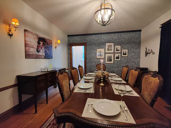 The dining table set for the group