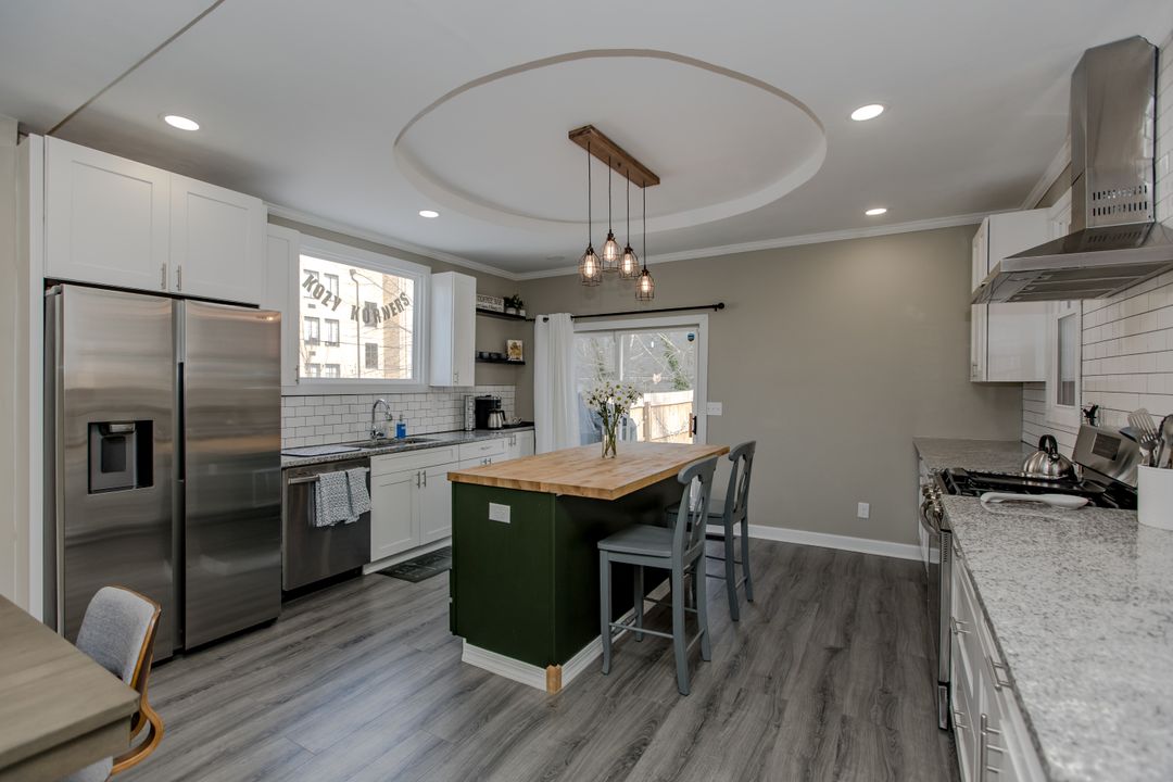 The kitchen with island seating
