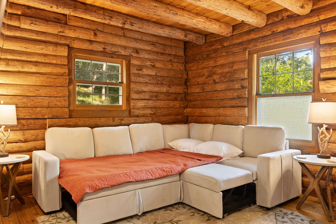 Living room with a sectional sofa sleeper and TV