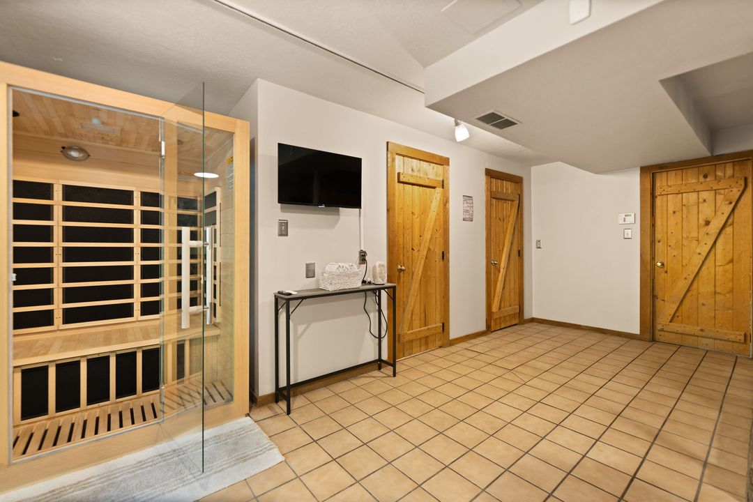 The indoor infrared sauna on the lower level
