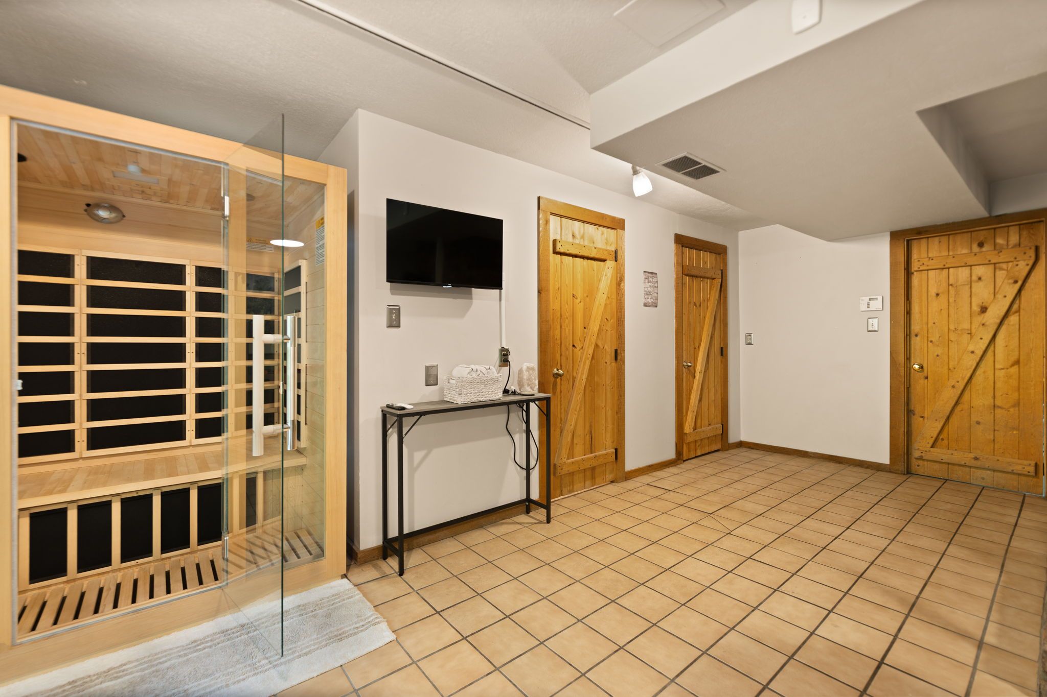 The indoor infrared sauna on the lower level